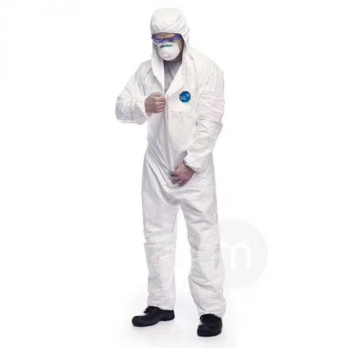 المعطف القابل للتصرف مع غطاء محرك السيارة واقية مصنع ملابس السلامة مستشفى (أبيض ، 175 / XL)