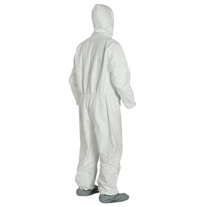 معطف ثقيل قابل للتنفس للاستخدام مرة واحدة ، المعطف القابل للتصرف مقنع مع المعصم المرنة والكاحل ، L / XL ، أبيض